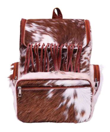 Cowhide Backpack Genuine Leather Fringes Backpack with Laptop Compartment – Western Diaper Bag Travel Backpack Women