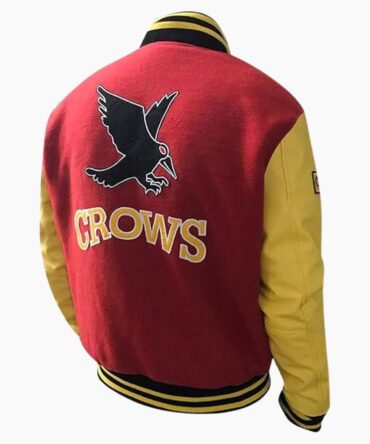Smallville Crows S Logo Letterman Varsity Red and Yellow Bomber Wool Jacket