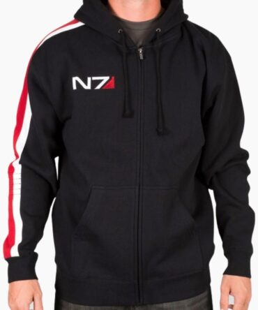 Mass Effect N7 Costume Fleece Bomber Black Hoodie