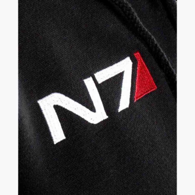 Mass Effect N7 Costume Fleece Bomber Black Hoodie - Image 2