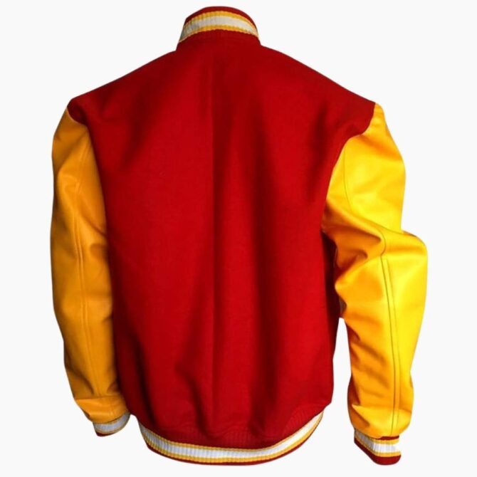 Michael Jackson Thriller M Logo Varsity Letterman Bomber Wool Faux Jacket - Image 4