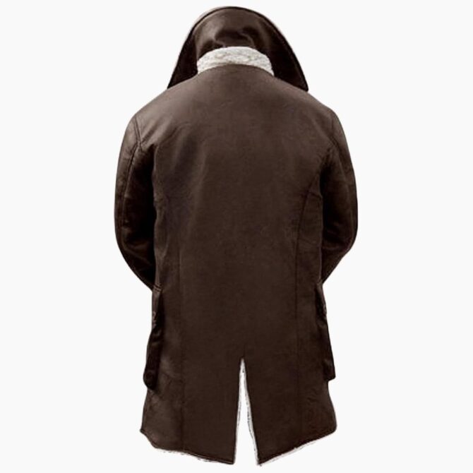 Dark Knight Rises Bane White Faux Fur Shearling PU Leather Trench Coat - Image 2