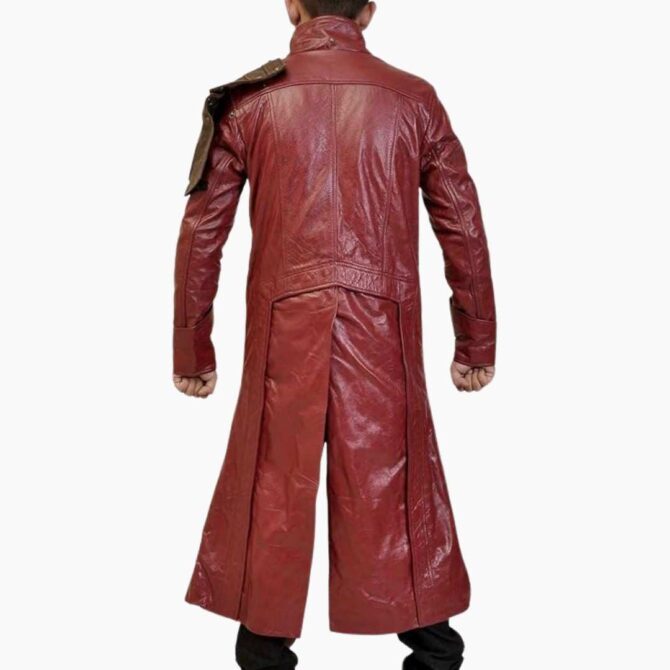 Guardians of Galaxy Star Lord Cosplay Costume Maroon Trench Long Leather Coat - Image 5