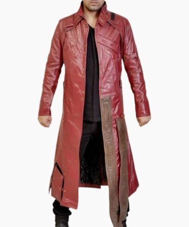 Guardians of Galaxy Star Lord Cosplay Costume Maroon Trench Long Leather Coat