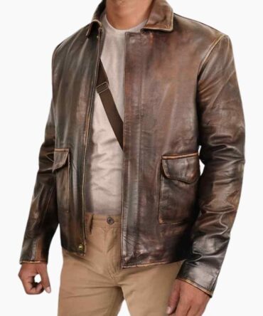 Indiana Jones Raiders of Lost Ark Distressed Brown Vintage Leather Jacket