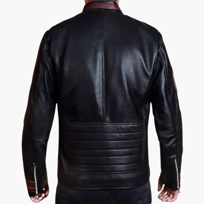 Mass Effect N7 Street Fighter Commander Motorcycle Black Leather Jacket - Image 5