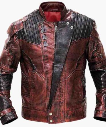 Chris Pratt Guardians of Galaxy 2 Star Lord Peter Quill Leather Costume Distressed Maroon Jacket