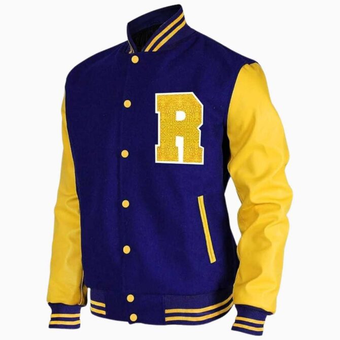 Riverdale R Logo Archie Varsity Letterman Bomber Wool PU Leather Jacket - Image 3