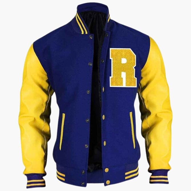 Riverdale R Logo Archie Varsity Letterman Bomber Wool PU Leather Jacket