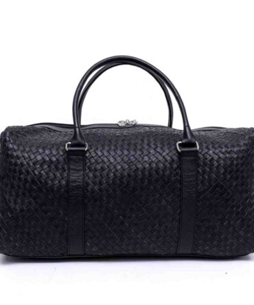 Luxurious Cowhide Duffel Bag Large Size Unisex Travel Braided Duffle Bag Gym Bag Weekender Overnight Bag Premium Quality Cow Hair On Black Duffle