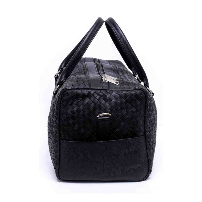 Luxurious Cowhide Duffel Bag Large Size Unisex Travel Braided Duffle Bag Gym Bag Weekender Overnight Bag Premium Quality Cow Hair On Black Duffle - Image 3