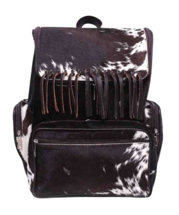 Cowhide Backpack Genuine Leather Brown Fringes Backpack with Laptop Compartment – Western Diaper Bag Travel Backpack Women