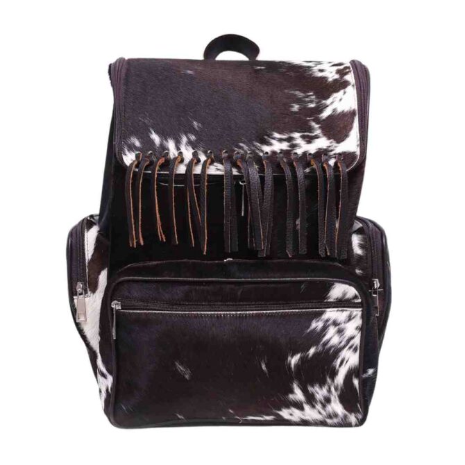Cowhide Backpack Genuine Leather Brown Fringes Backpack with Laptop Compartment – Western Diaper Bag Travel Backpack Women