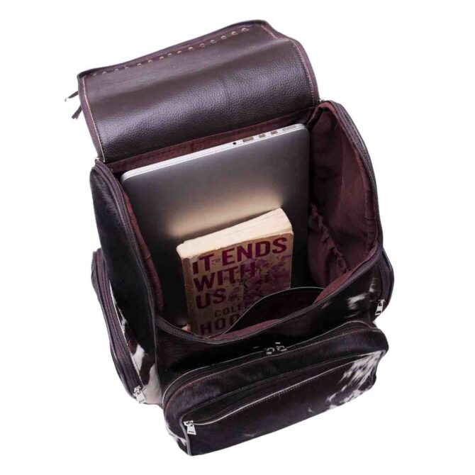Cowhide Backpack Genuine Leather Brown Fringes Backpack with Laptop Compartment – Western Diaper Bag Travel Backpack Women - Image 3