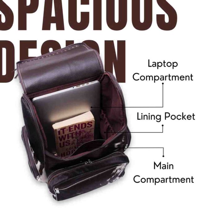 Cowhide Backpack Genuine Leather Brown Fringes Backpack with Laptop Compartment – Western Diaper Bag Travel Backpack Women - Image 4