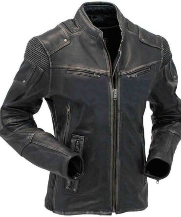 Mens Black Rider Cafe Racer Vintage Motorcycle Distressed Biker Lambskin Leather Jacket