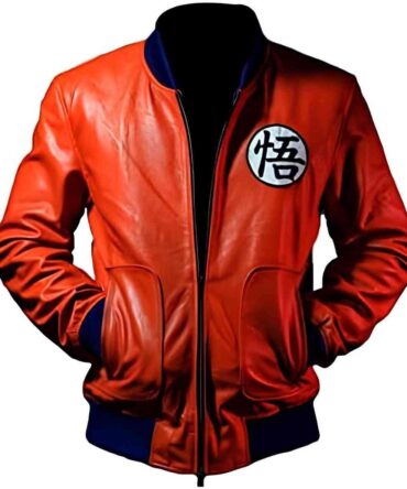Dragon BallZ Super Goku Kakarot Orange Cosplay Costume Bomber Leather Jacket