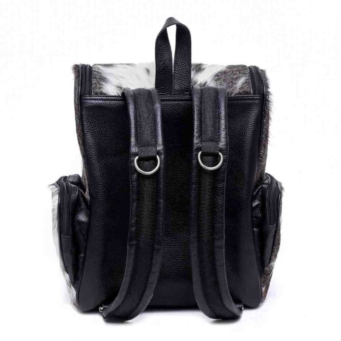 Cowhide Grey Leather Bag Animal Print Backpack with Laptop Compartment Travel Diaper Bag Backpack Women - Image 3