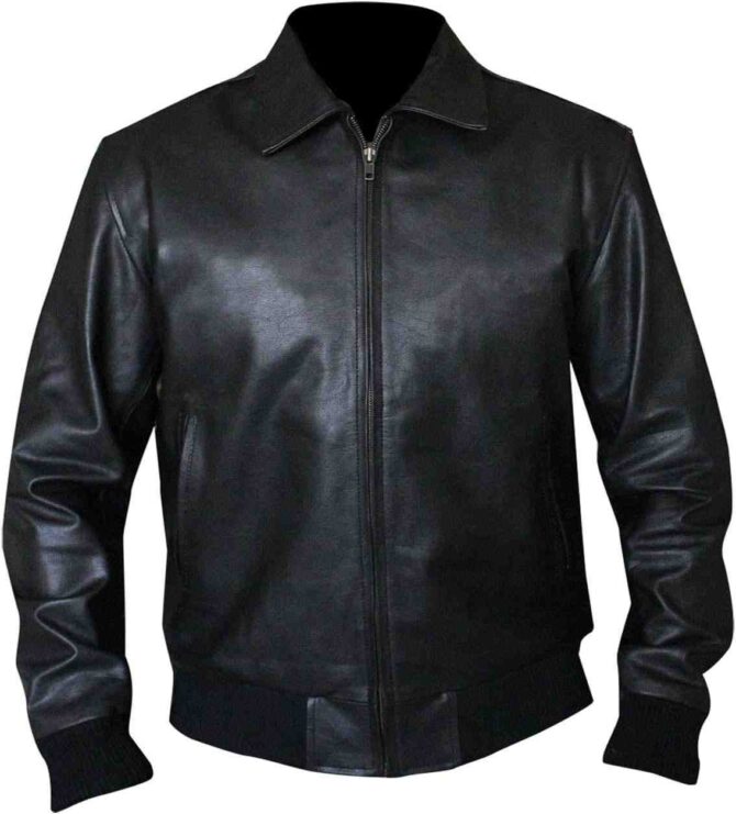 Happy Days Arthur Fonzie Fonzarelli Bomber Black Leather Motorcycle Vintage Jacket