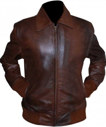 Arthur Fonzie Happy Days Bomber Brown Leather Motorcycle Vintage Jacket