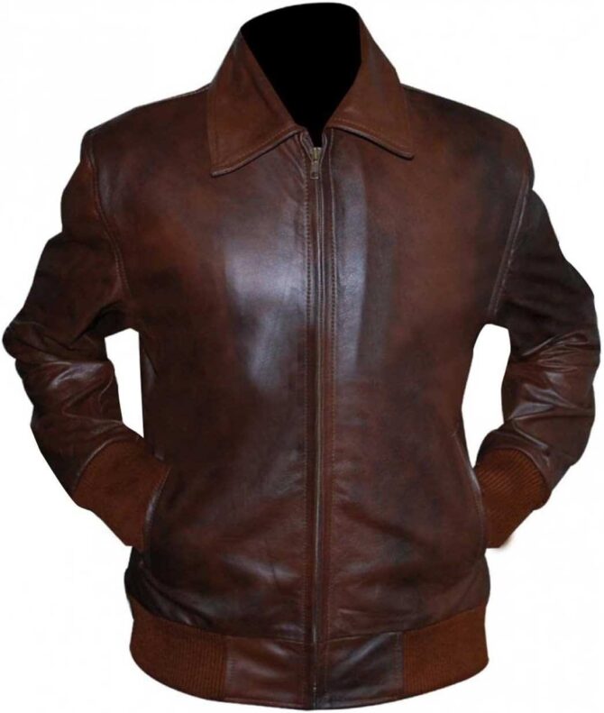 Arthur Fonzie Happy Days Bomber Brown Leather Motorcycle Vintage Jacket