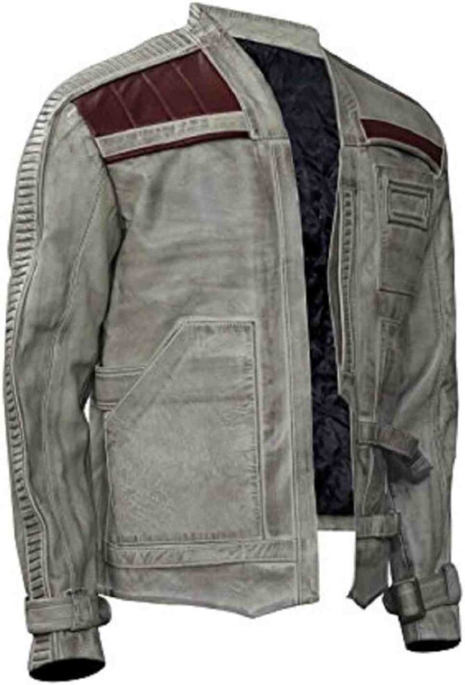 John Boyega Star Wars Force Awakens Finn Brown Leather Cosplay Costume Jacket - Image 2