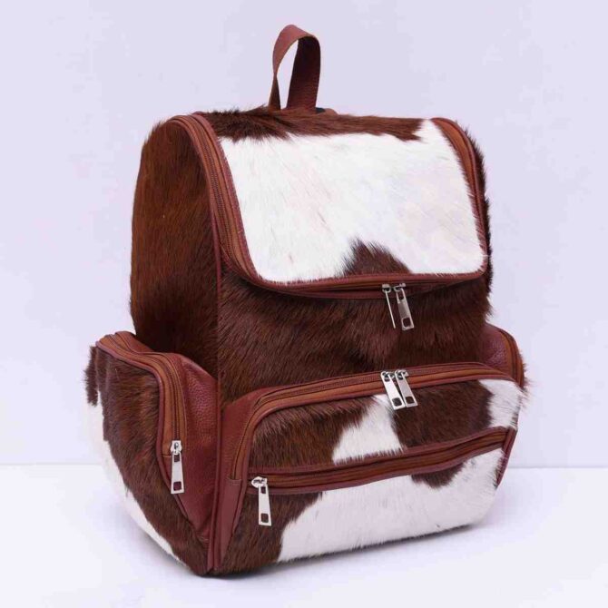 Cowhide Leather Bag Genuine Leather Women's Casual Backpack Western Diaper Bag - Image 3