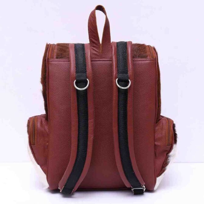 Cowhide Leather Bag Genuine Leather Women's Casual Backpack Western Diaper Bag - Image 4
