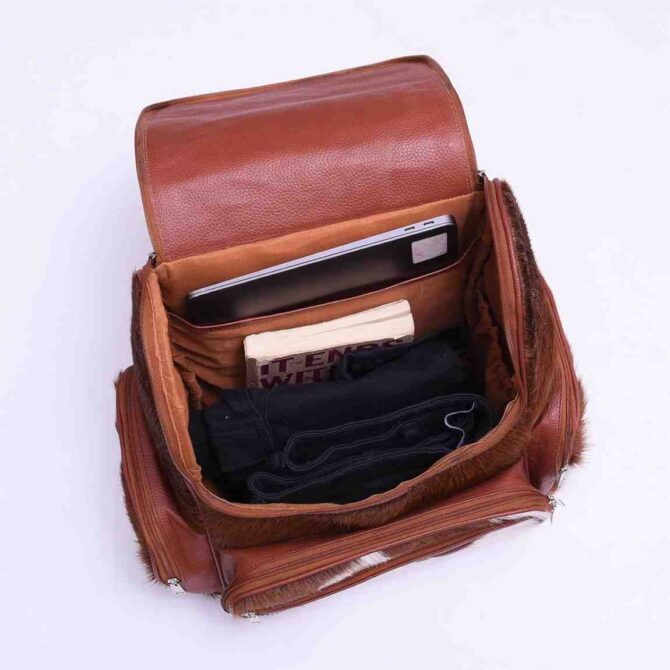 Cowhide Leather Bag Genuine Leather Women's Casual Backpack Western Diaper Bag - Image 5