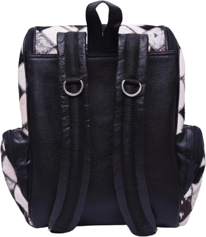 Unisex Cowhide Multi Chess Pattern Leather Bag Adult Diaper Bag Womens Travel Bag - Image 3
