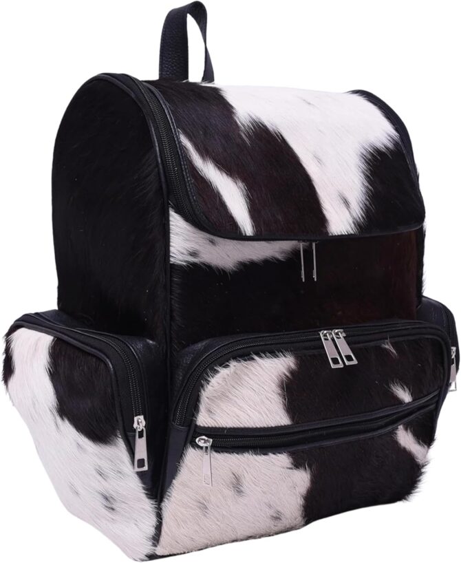 Cowhide Leather Bag Genuine Leather Women's Casual Tan Backpack Western Diaper Bag - Image 3
