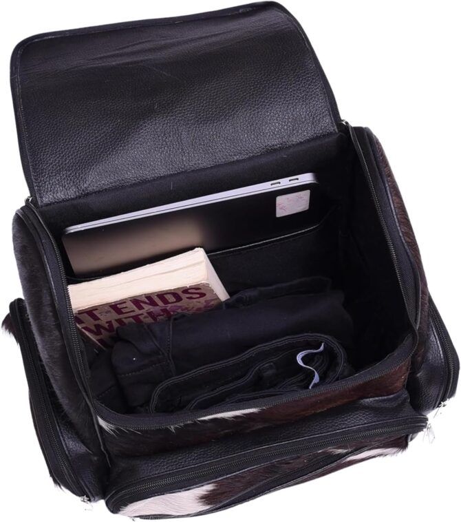 Cowhide Leather Bag Genuine Leather Women's Casual Tan Backpack Western Diaper Bag - Image 2