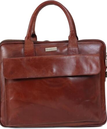 Crazy Horse Leather Laptop Bag for Men & Women – 15" Vintage Brown Briefcase | Full-Grain Leather Office & Travel Laptop Messenger