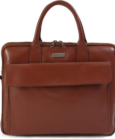 Finished Leather Laptop Bag for 15" – Slim Business Durable & Stylish Travel & Work Brown Messenger Bag