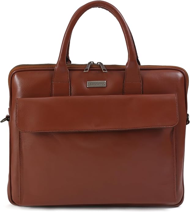 Finished Leather Laptop Bag for 15" – Slim Business Durable & Stylish Travel & Work Brown Messenger Bag