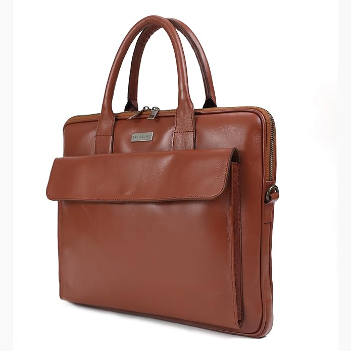 Finished Leather Laptop Bag for 15" – Slim Business Durable & Stylish Travel & Work Brown Messenger Bag - Image 5